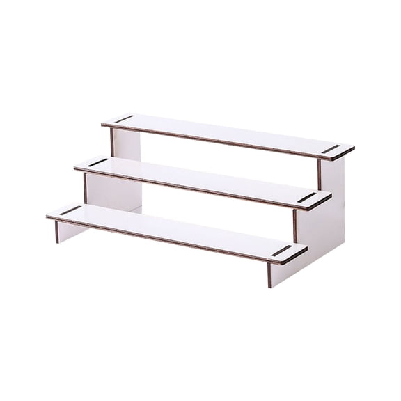 2-Tier Wooden Display Riser Shelf Tabletop Small Food Stand Risers Display Makeup Step Perfume Organizer for Fragrance Cosmetics Figure Collection