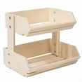 thumbnail image 1 of 2-Tier Wooden Fruit Basket,Multipurpose Kitchen Storage for Vegetables, Bread, Style Food Container White, 1 of 5