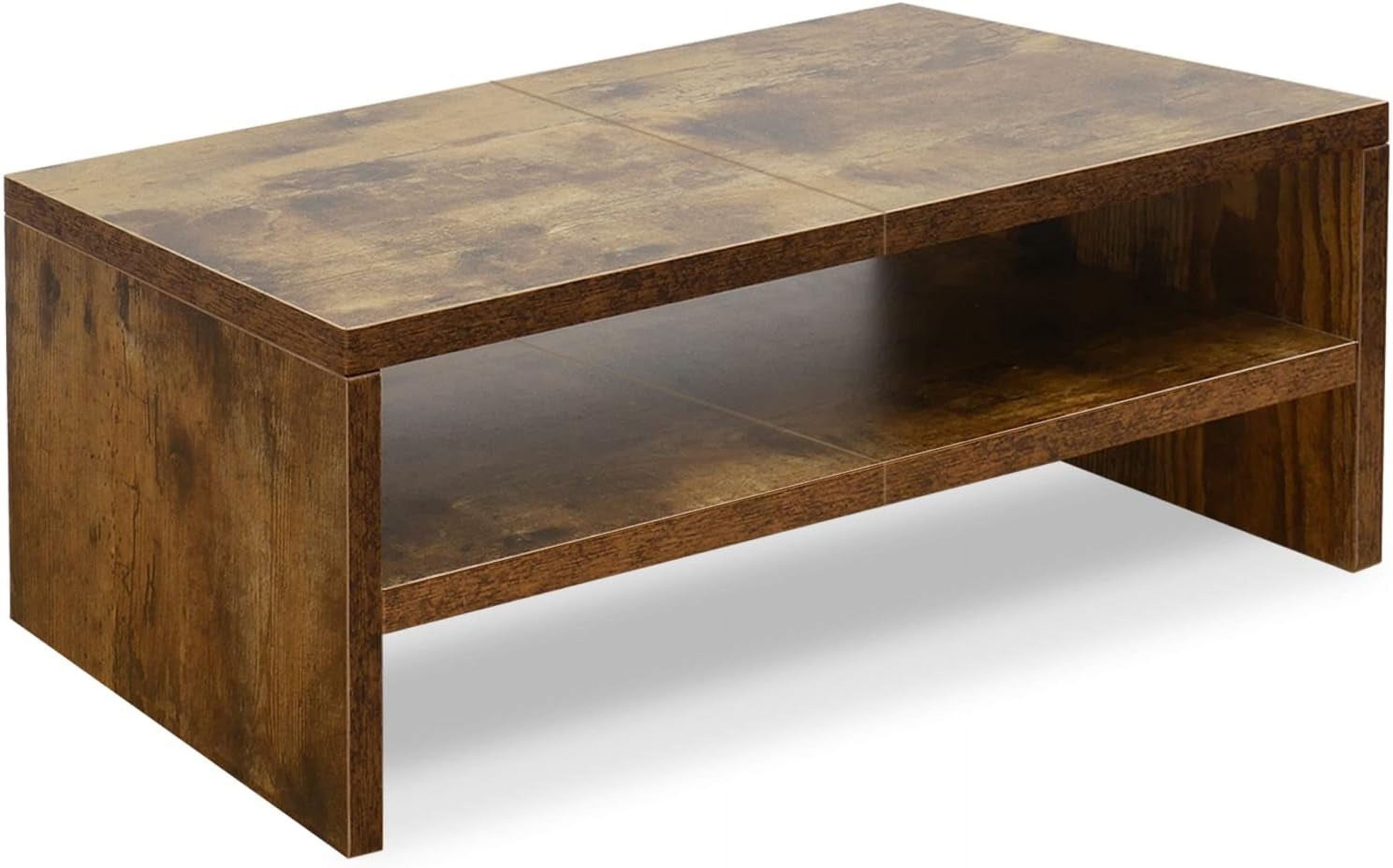 2 Tier Wooden Monitor Riser Stand, Desktop Shelf with Storage for ...