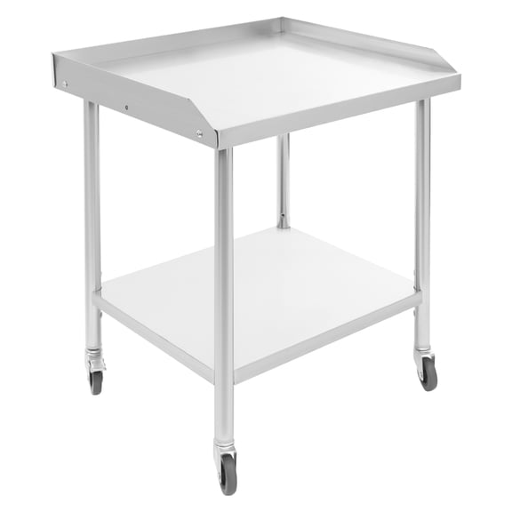 2-Tier Work Table, Stainless Steel Work Table, Commercial Prep Table with Wheels Silver