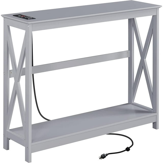 2 Tier XDesign Console Table Sofa Side Table with Storage Shelf for