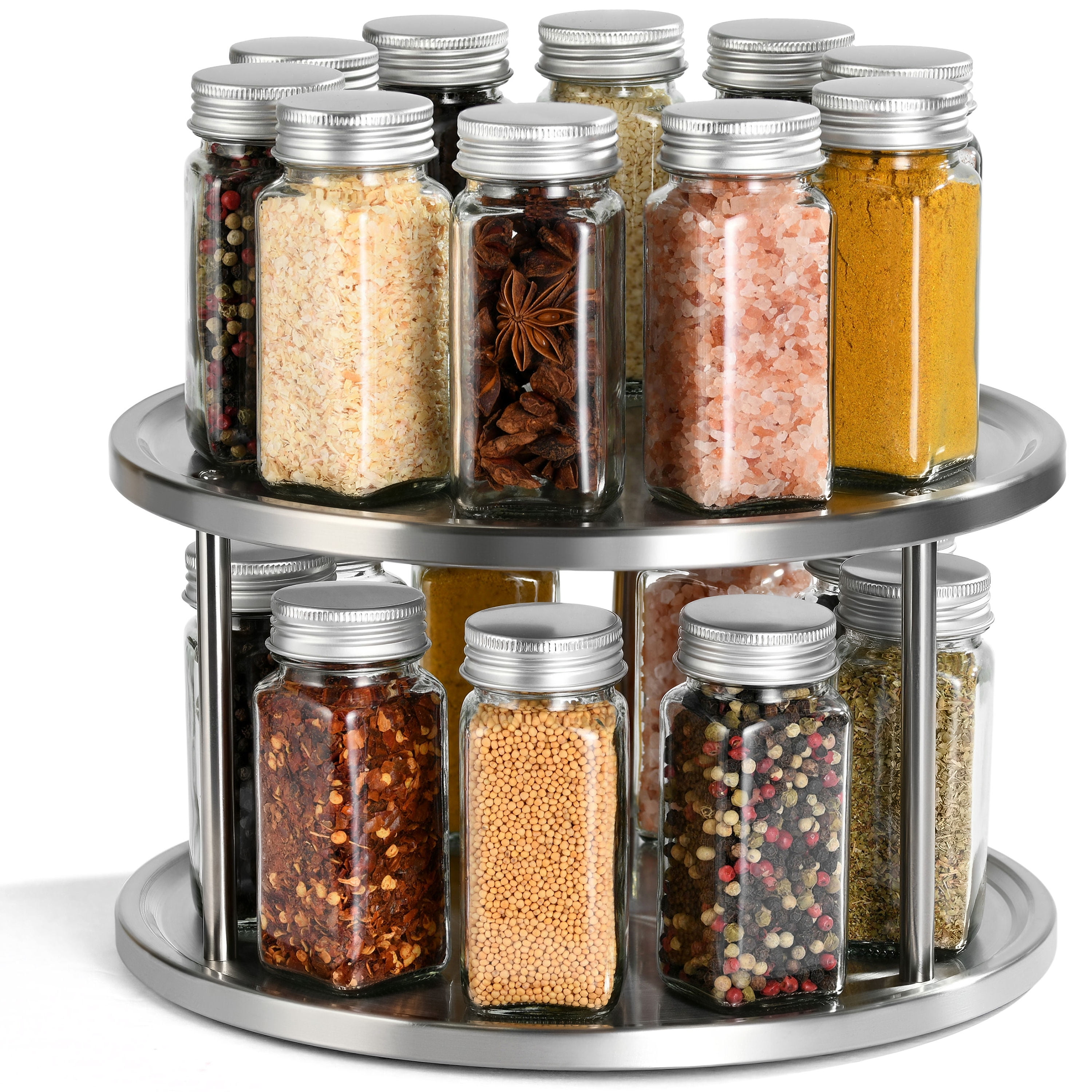 Fineget Lazy Susan Rotating Spice Rack Organizer for Cabinet Kitchen B