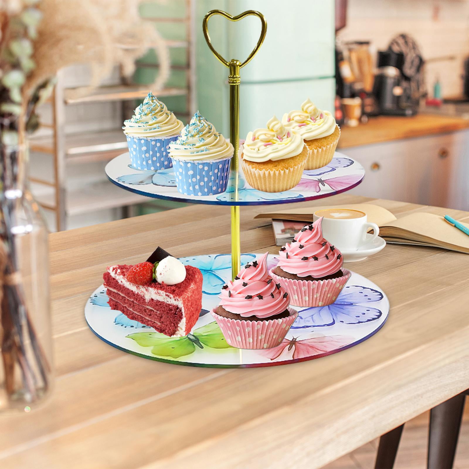 2 Tiered Cake Stand Serving Tray Desserts Rack Buffet Server Cupcake ...