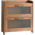 thumbnail image 1 of 2 Tiered Storage Cabinet, Countertop Cabinet, Wood Organizer for Kitchen Living Room Bedroom Office, 15.75 x 14.5 x 6.5 (no Pattern, Double Door, Brown), 1 of 6