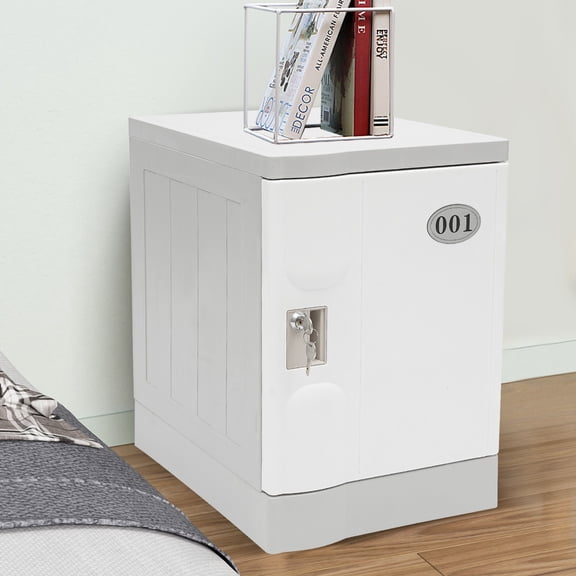 2 Tiers 19" Lockable Storage Cabinet Home Office Storage Bin Toy Box With Keys