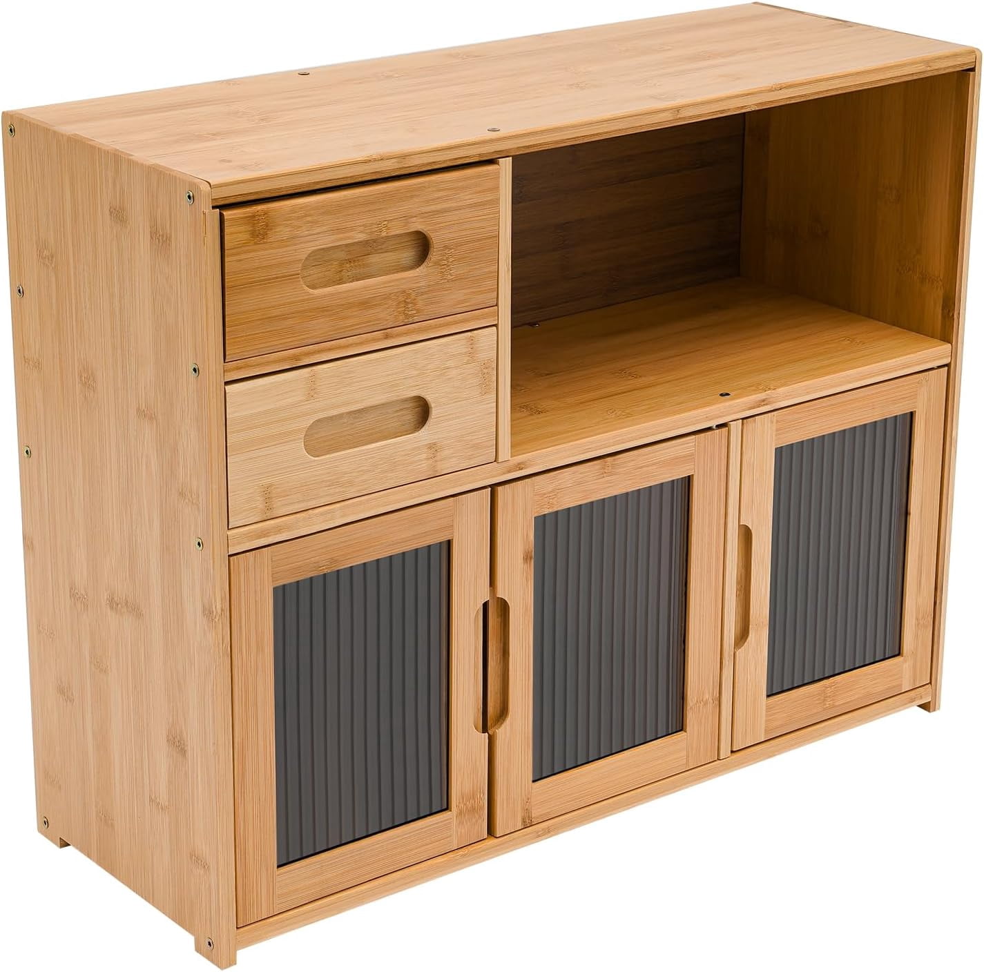 2 Tiers Bamboo Countertop Kitchen Pantry Sideboard, Freestanding ...