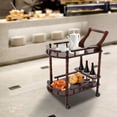 thumbnail image 1 of 2 Tiers Bar Cart, Solid Wood Storage Rack with Bottle Rack, Home Bar Service Cart with Wheels, 1 of 16