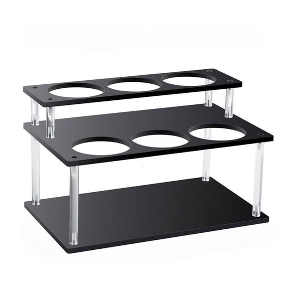 hejhncii Acrylic 6 Bottle Capacity Coffee Syrup Stand 2 Level Countertop Rack Organizer For Kitchen Condiment Display Rack