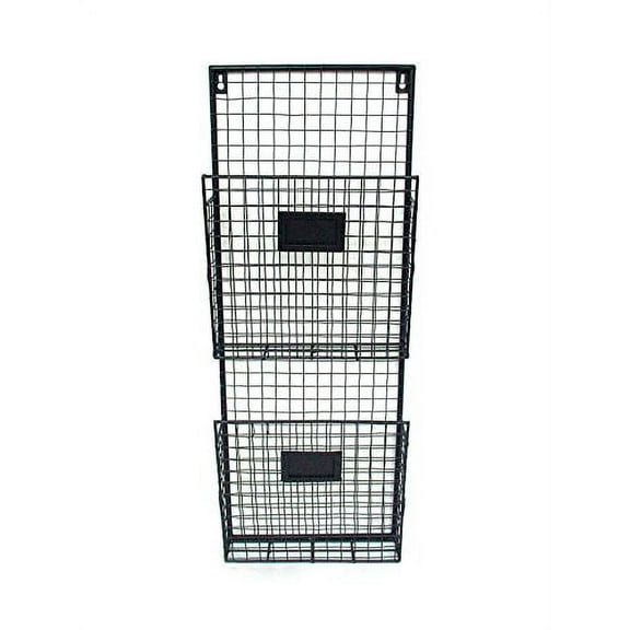 2 Tiers Black Wall Mounting Wired File Organizer