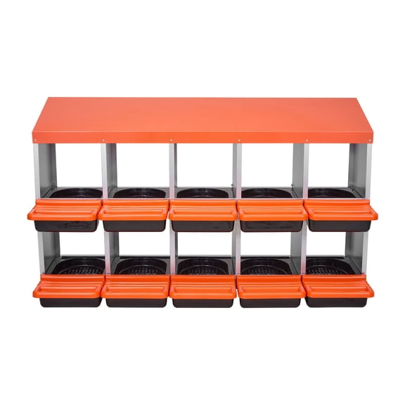 2 Tiers Chicken Nesting Boxes, 10 Compartments, Metal Egg Laying Boxes with Prot