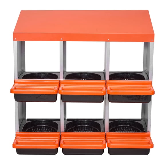 2 Tiers Chicken Nesting Boxes, 6 Compartments, Metal Egg Laying Boxes with Prote