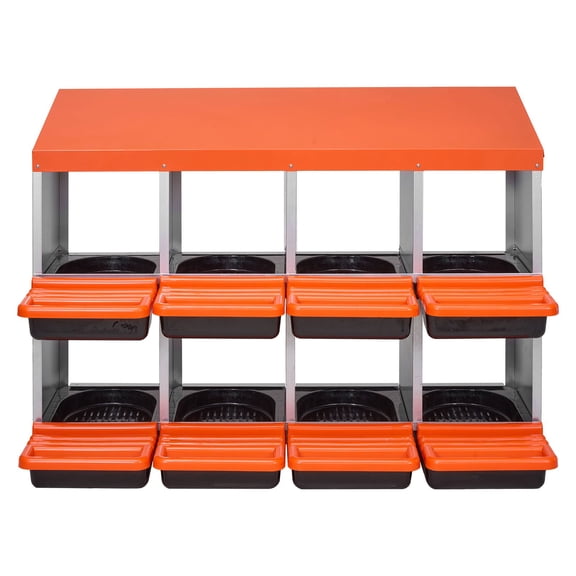2 Tiers Chicken Nesting Boxes, 8 Compartments, Metal Egg Laying Boxes with Prote