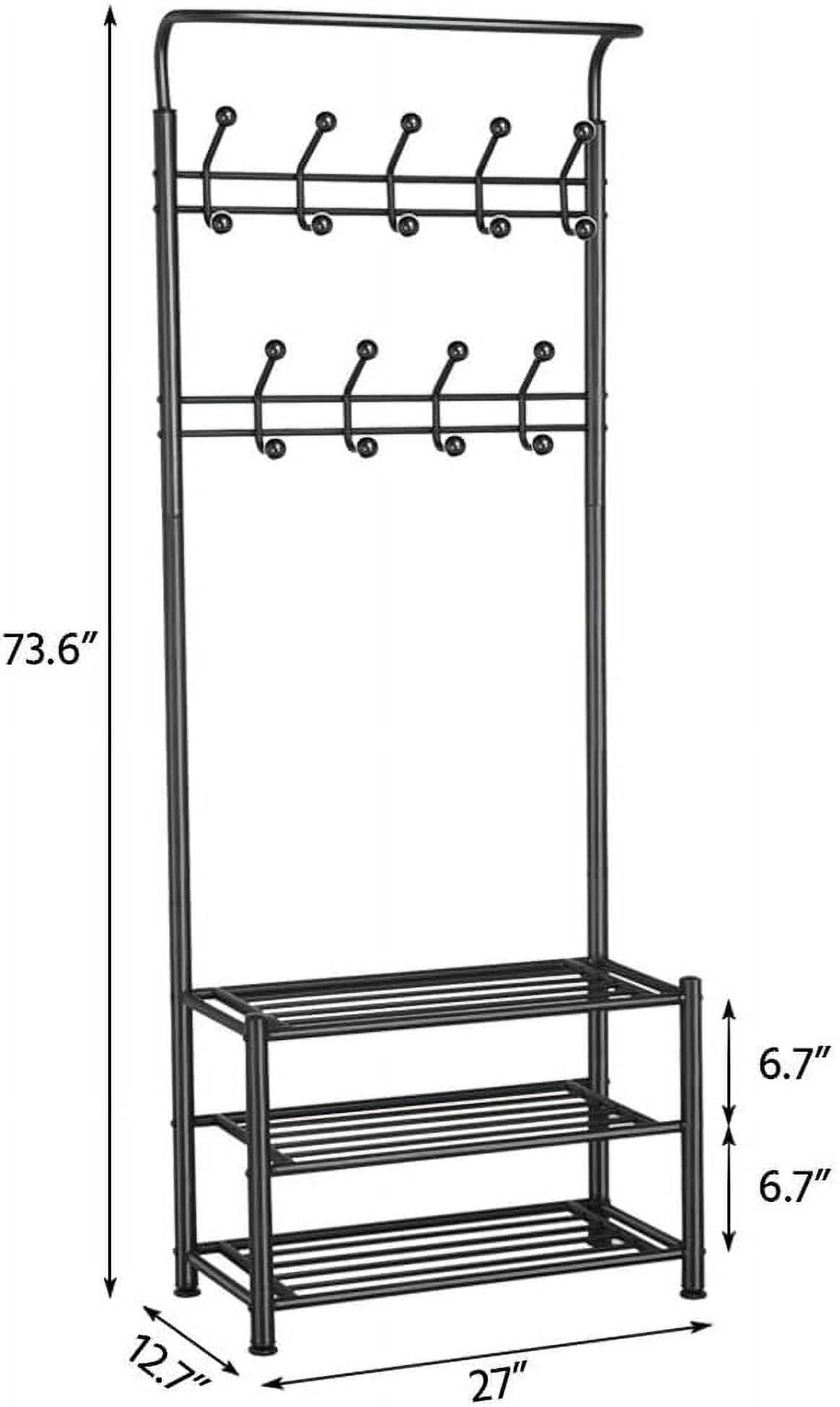 Free Shipping 3 in 1 Hallway Coat Rack with 3 Tier Shoe Storage and 8 Hooks for Entryance Metal Multi Purpose Hall Tree Entryway Clothes Rack and Shoe Rack Black Hallway Organizer Walmart