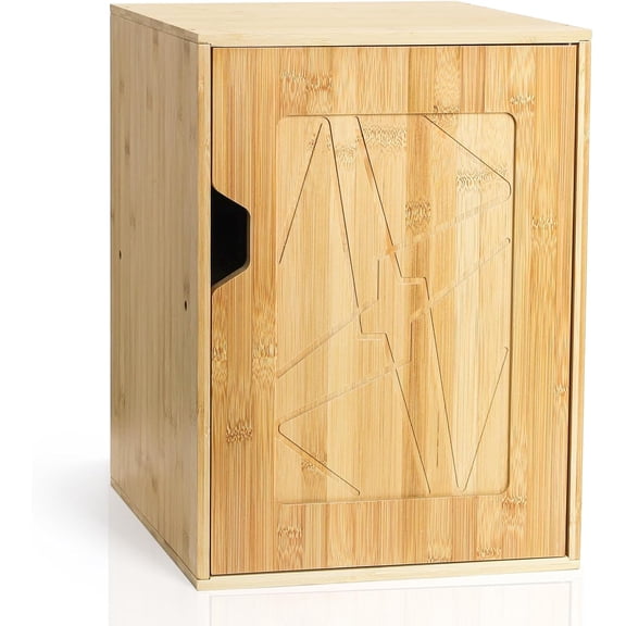 2 Tiers Cube Storage Organizer, Bamboo Bookshelf, Display Bookcase, Storage Cube Cubby Organizer with Door, Stackable Cubes Bin Small Cabinet for Bedroom, Home and Office