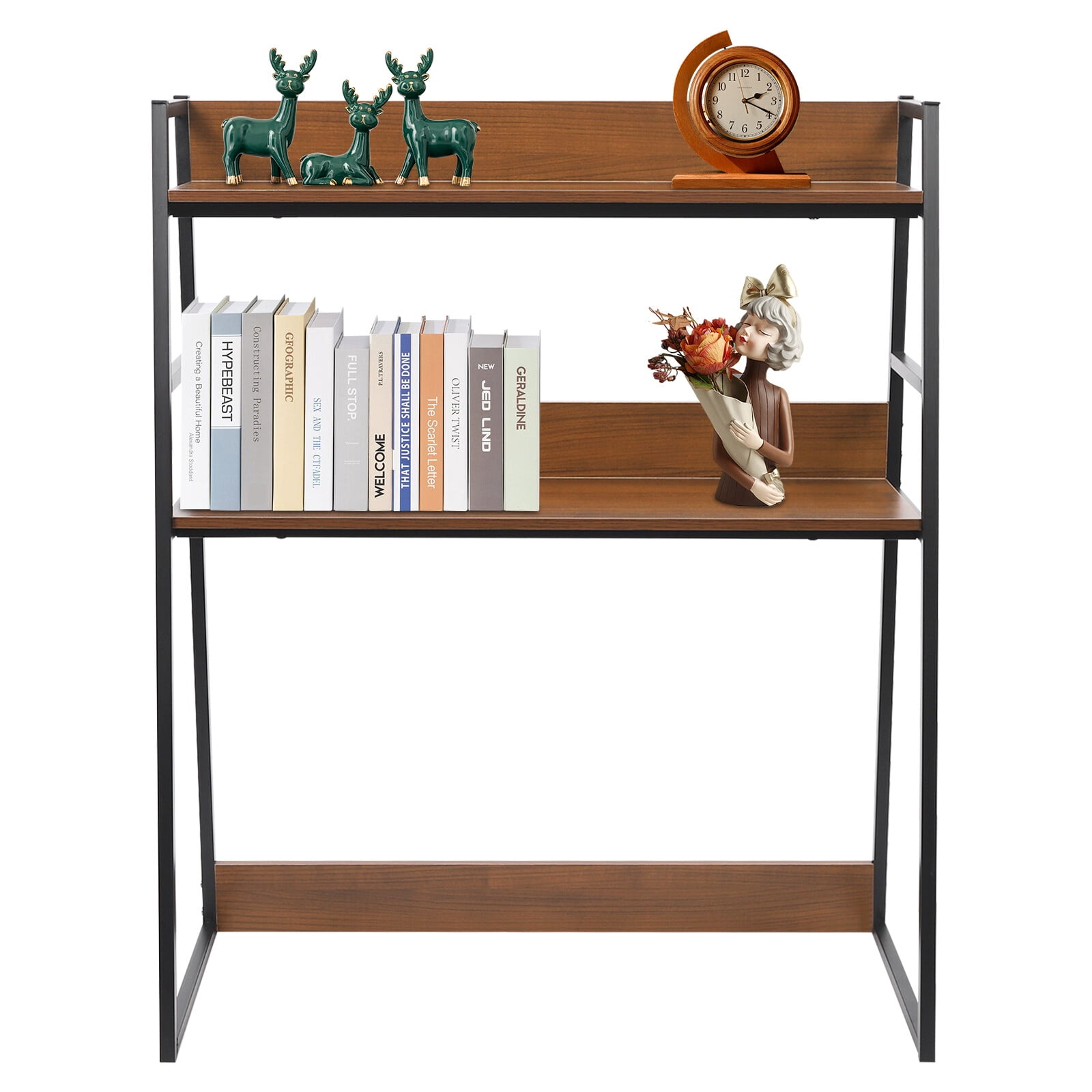 Desktop Library Rack Shangmakel 2 Tiers Desktop Bookshelf, Bookcase Organizer for Computer ...