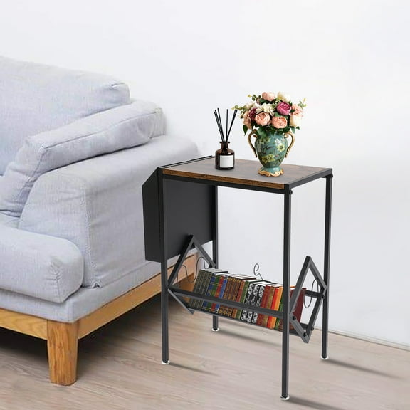 2 Tiers Double Record Rack Modern Floor-Standing Record Storage Rack Black