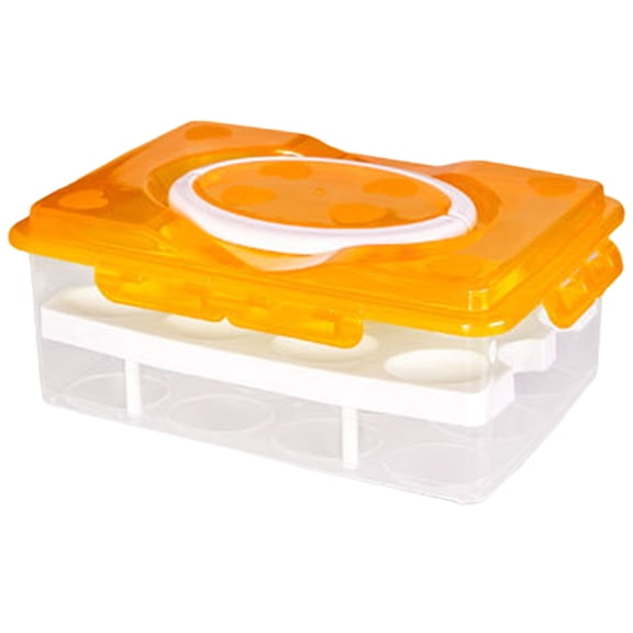 2-Tiers Egg Container, Deviled Egg Carrier, Eggs Holder with Handle Fridge Freezer Storage, Ortable Large Capacity Egg Storage Container, Shatter-proof Non-slip Eggs Holder with Handle, 1 Pcs