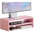 thumbnail image 1 of 2 Tiers Pink Monitor Stand Riser, Desktop Stand with Keyboard Storage Small TV Stand Laptop Wooden Desk Organizer Cute Shelf (Pink, 2 Tiers), 1 of 7