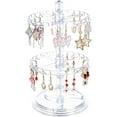 thumbnail image 1 of 2 Tiers Rotating Earring Holder Organizer Jewelry Holder Display Adjustable Plastic Earring Display Stand Clear Earring Tree Storage Tower Rack for Women, 1 of 5