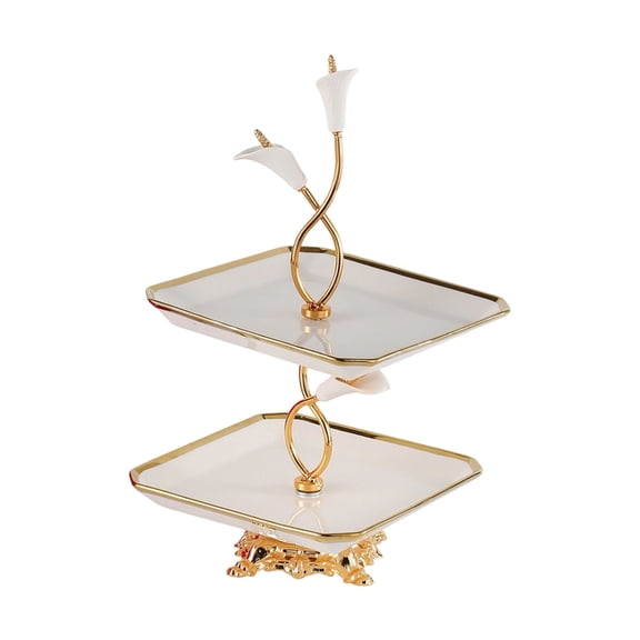 2 Tiers Serving Dish Fruit Dessert Platter Tray For Entertaining Guests Table