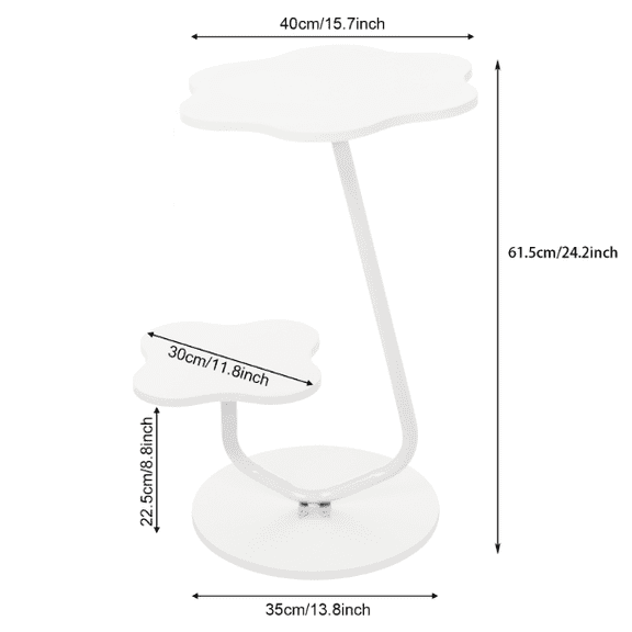 2 Tiers Small End Table Flower Sofa Side Table Beside Nightstand for Living Room