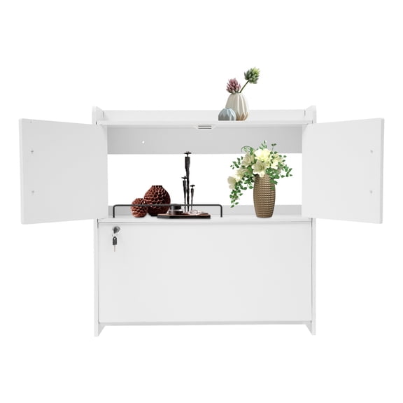 2 Tiers Wall Mounted Desk with Storage Drawer Shelves, Multifunctional Fold Down Floating Table, for Home Office (White)
