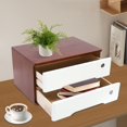 thumbnail image 1 of 2 Tiers Wooden Desktop Storage Box with 2 Lockable Drawers Office Supplies Flat File Cabinet for Office Study Desk Front Desk (Walnut White, 2 drawers), 1 of 23