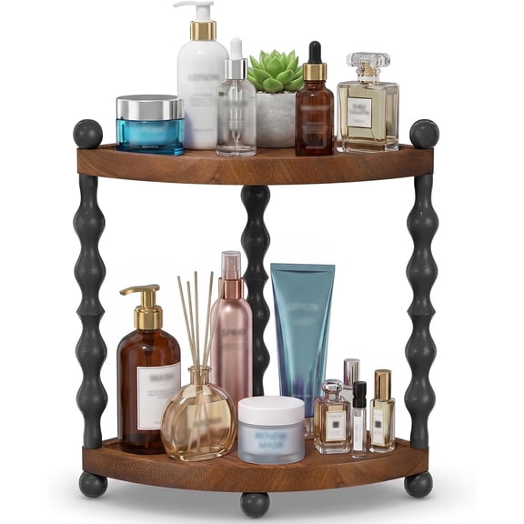 2-Tiertriangle Bathroom Counter Organizer , Wood Countertop Organizer for Storage, Skincare Organizers for Vanity, Counter Shelf for Bathroom Organization