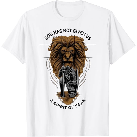 2 Timothy 1:7 Christian Verse Gifts Faith Over Fear Lion Men T-Shirt Tops Tee