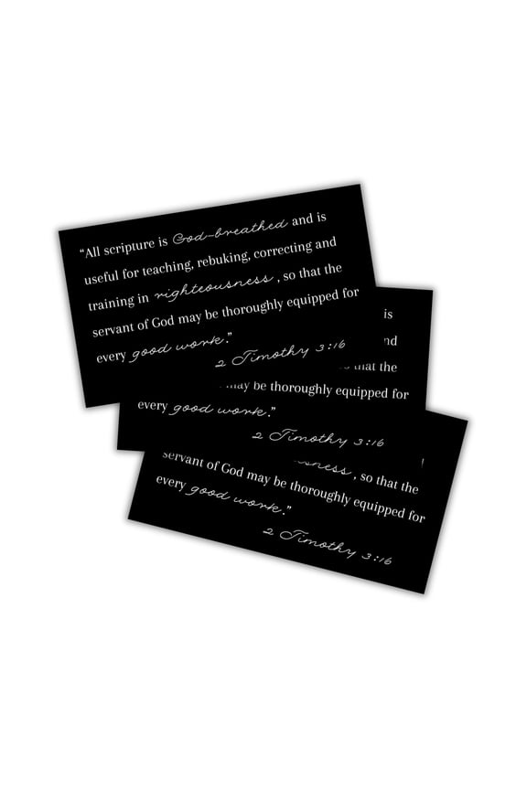 2 Timothy 3:16 All Scripture is Inspired Righteousness 30pk 2x3.5 Wallet Sized Cards Biblical Teaching Handouts God Breathed Paul Baptism Gift
