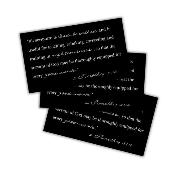 2 Timothy 3:16 All Scripture is Inspired Righteousness 30pk 2x3.5 Wallet Sized Cards Biblical Teaching Handouts God Breathed Paul Baptism Gift