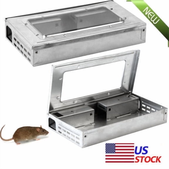 2 Tin Cat style Mouse LIVE Trap with window Multi Catch MiceMouse Trap NEW SALE