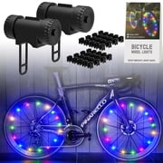 2-Tire Pack LED Bike Wheel Lights, Bike Lights Bright Waterproof Cycling Tire Light Front and Back Spoke Lights Bike Decoration Lights,Easy Install and Fits Most Bikes