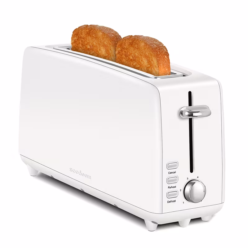 2 Toasters, Stainless Steel Slim Toasters, with Defrosting And Reheating Functions, 5 Bread Types And 6 Tone Settings, 2 Wide Slots Of 1.5-inch Toasters