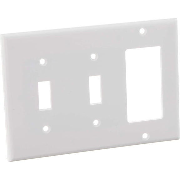 2-Toggle 1-Decora/GFCI Device Combination Wallplate, 80421-W, White