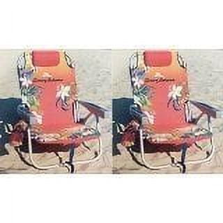 2 Tommy Bahama 2016 Backpack Cooler Chair with Storage Pouch and Towel Bar (Orange/Red & Orange/Red)