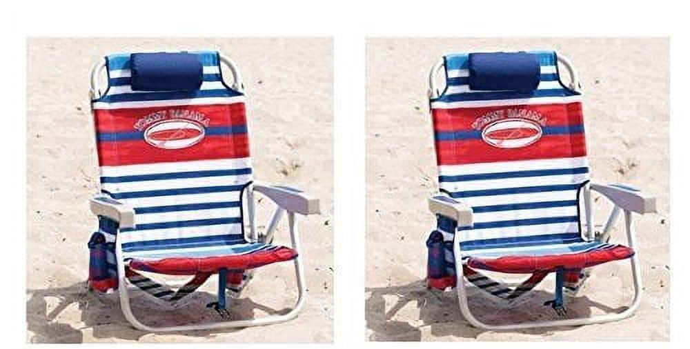 2 Tommy Bahama Backpack Cooler Chair with Storage Pouch and Towel Bar