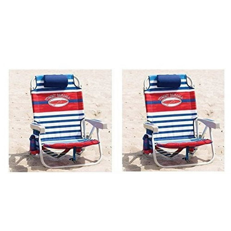 2 Tommy Bahama Backpack Cooler Chair with Storage Pouch and Towel