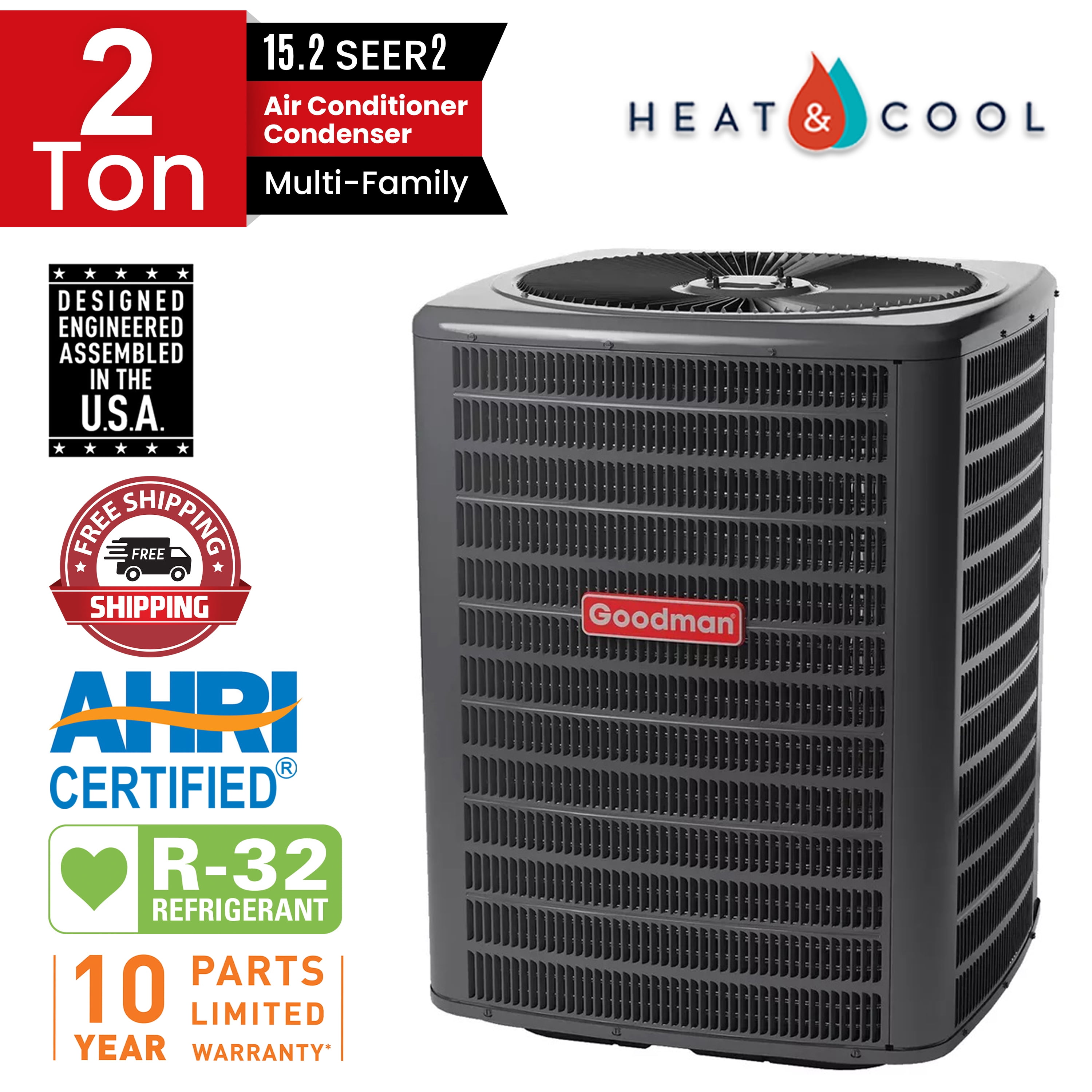 Goodman 2.0 Ton 14.4 SEER2 R-32 Split Air Conditioner GLXS4MA2410 ...