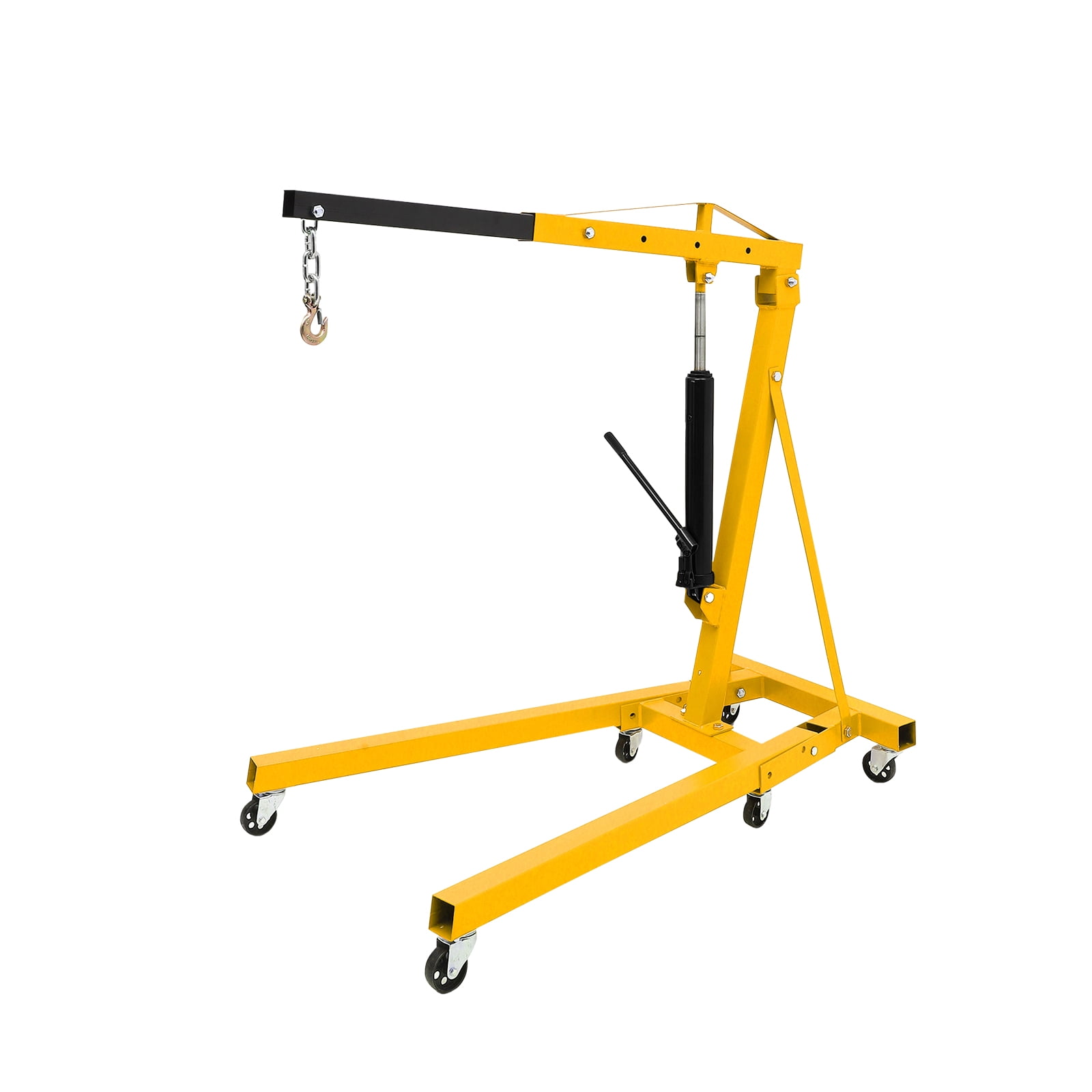 2 Ton(4000lbs) Folding Engine Hoist Cherry Picker,Shop Crane Hoist Lifter,Heavy Duty Steel with 6 Iron Caster Wheels