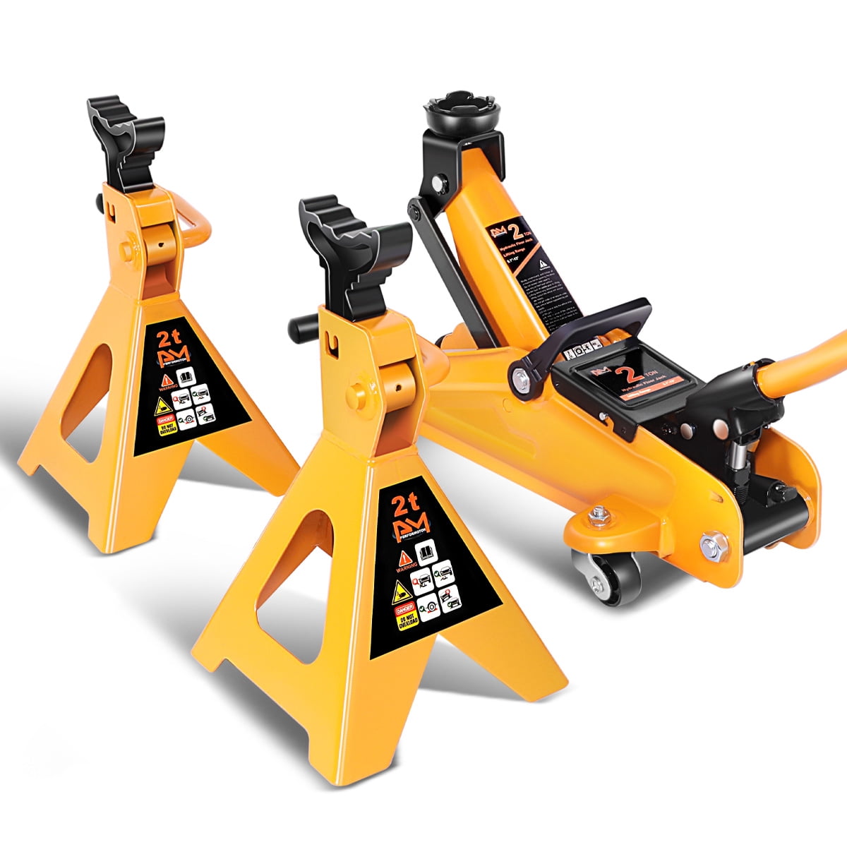 2 Ton 4000lbs Hydraulic Trolley Floor Lift Jack Stands Combo Lifting Car Orange