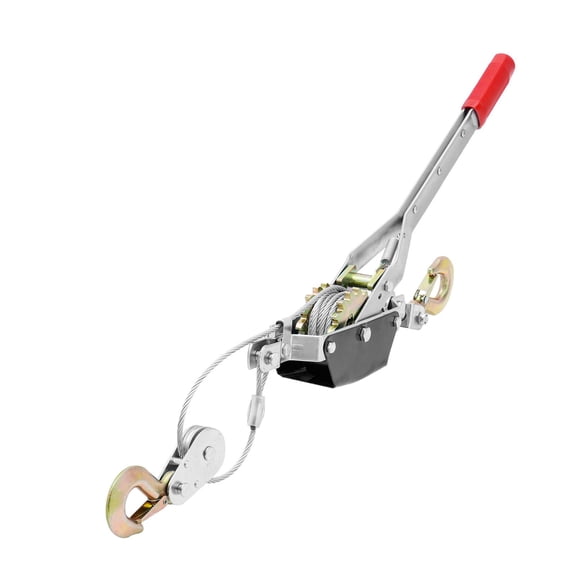 2 Ton (4409 lbs) Come Along Winch, 12 ft Steel Cable Dual Gear Power Puller with 2 Hooks for Vehicle Rescue