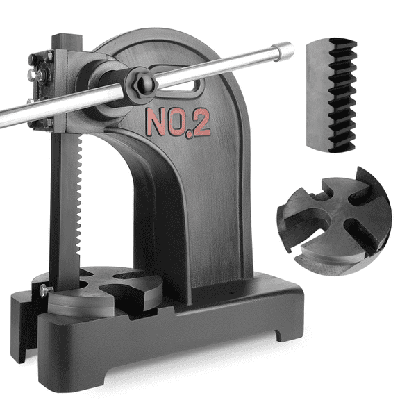 2 Ton Arbor Press, Heavy-Duty Cast Iron, Compact Design, Manual Desktop Arbor Press, Assembly Workshop, Processing Workshop (Black)