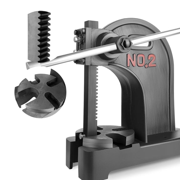 2 Ton Black Arbor Press Machine, Reversible Ram & Removable Steel Anvil with Adjustable Rack for Punching, Bending, Deforming