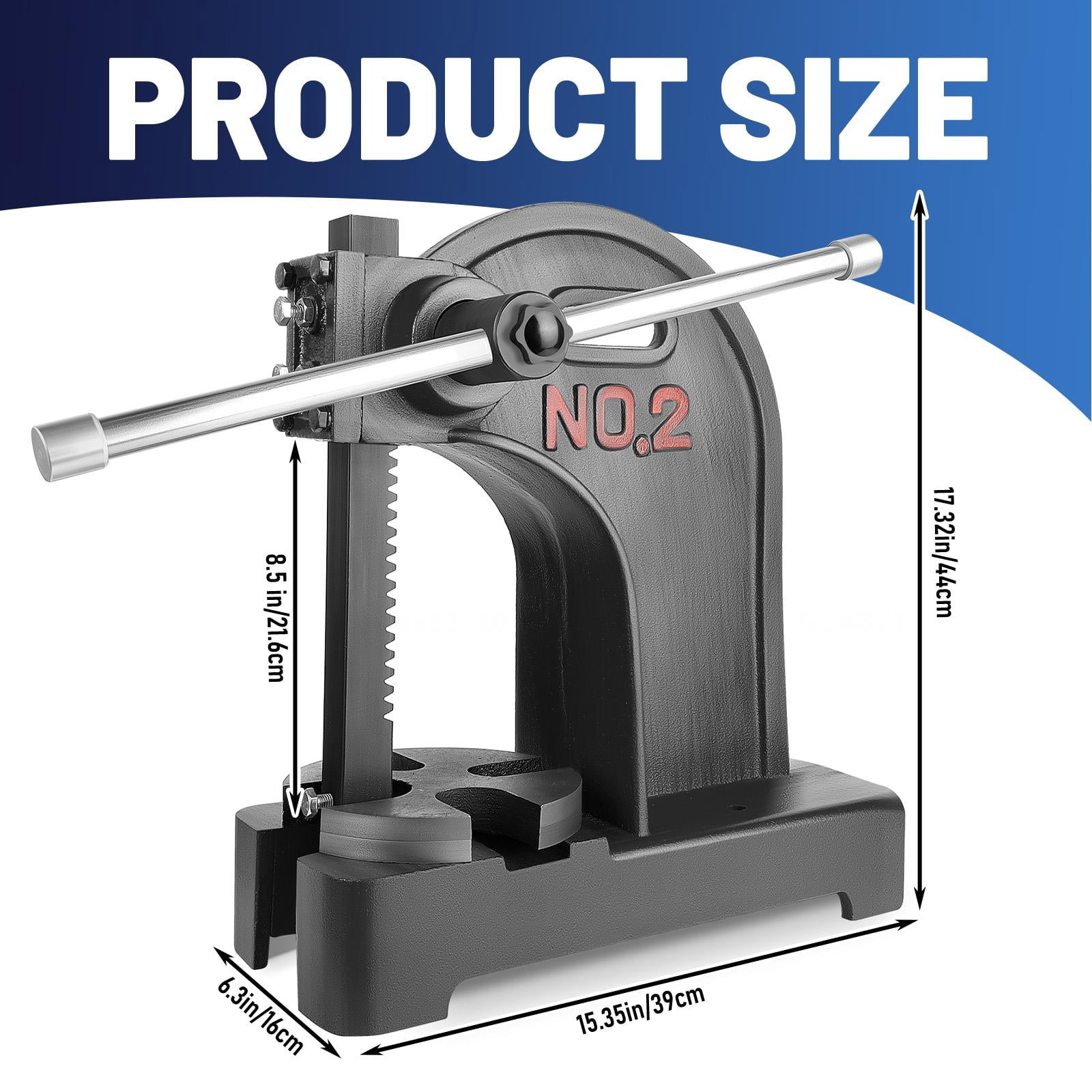 2 Ton Black Manual Arbor Press, Heavy Duty Cast Iron Bench Press with ...