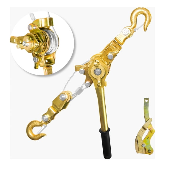 2 Ton Cable Winch Puller Double Rope 6.56Ft Heavy Duty Hand Puller 2200LB with Wire Gripper Cable Ratchet Puller W/Double Metal Gear for Lifting Pulling