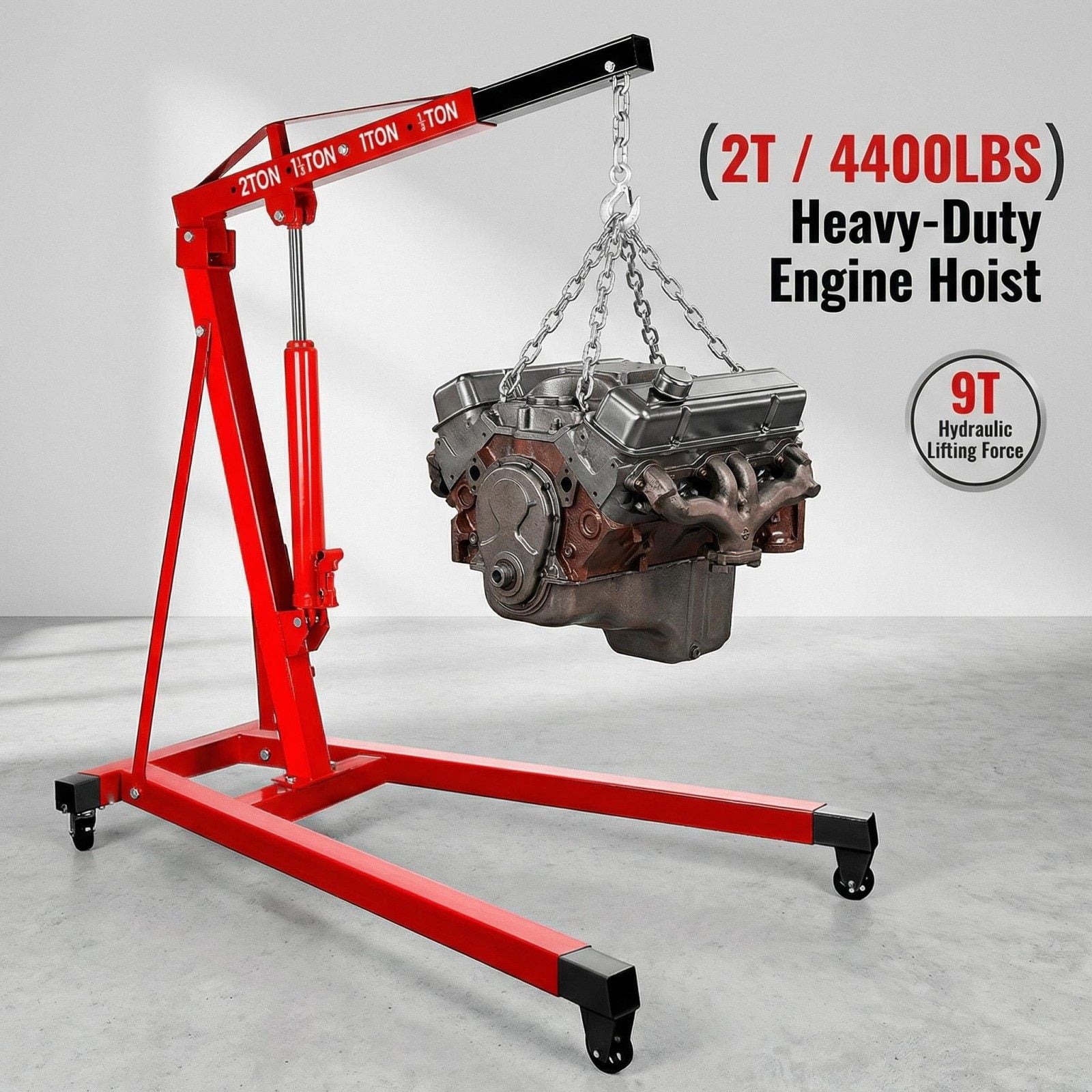 2 Ton Engine Hoist 4400lbs Chrome Steel Nano-Electroplated, High Load ...