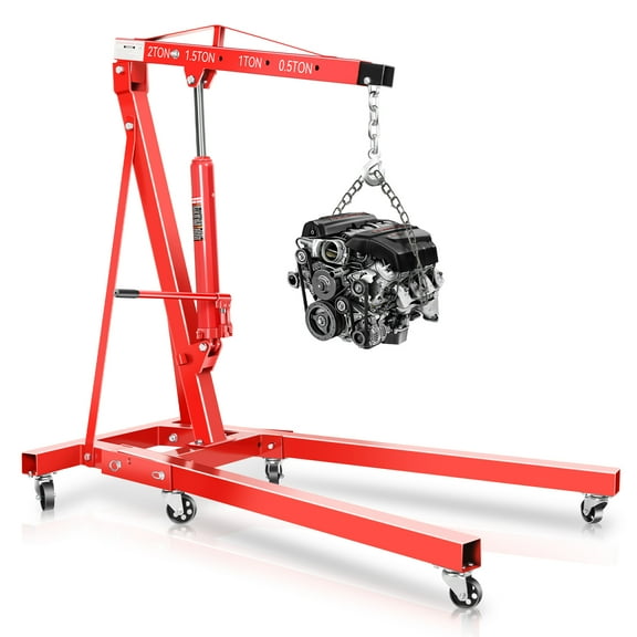 2 Ton Foldable Hydraulic Engine Hoist Cherry Picker Shop Crane Lift with Wheels for Auto Repair,4 Adjustable Positions