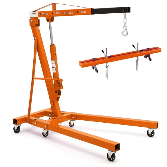 Orange 2 Ton Adjustable Boom Folding Hydraulic Engine Hoist Crane