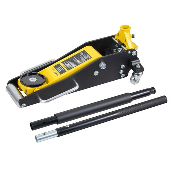 2 Ton Low Profile Floor Jack - Heavy Duty Dual Piston Rapid Pump Car Jack for Sedans & Sports Cars - 3.5" Minimum Height, 15" Maximum Lift - Garage & Auto Shop Essential